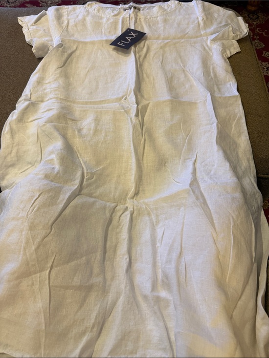 Flax Dresses & Skirts - New Flax Size Large 100% Linen Short Sleeve Dress With Pockets (TD)